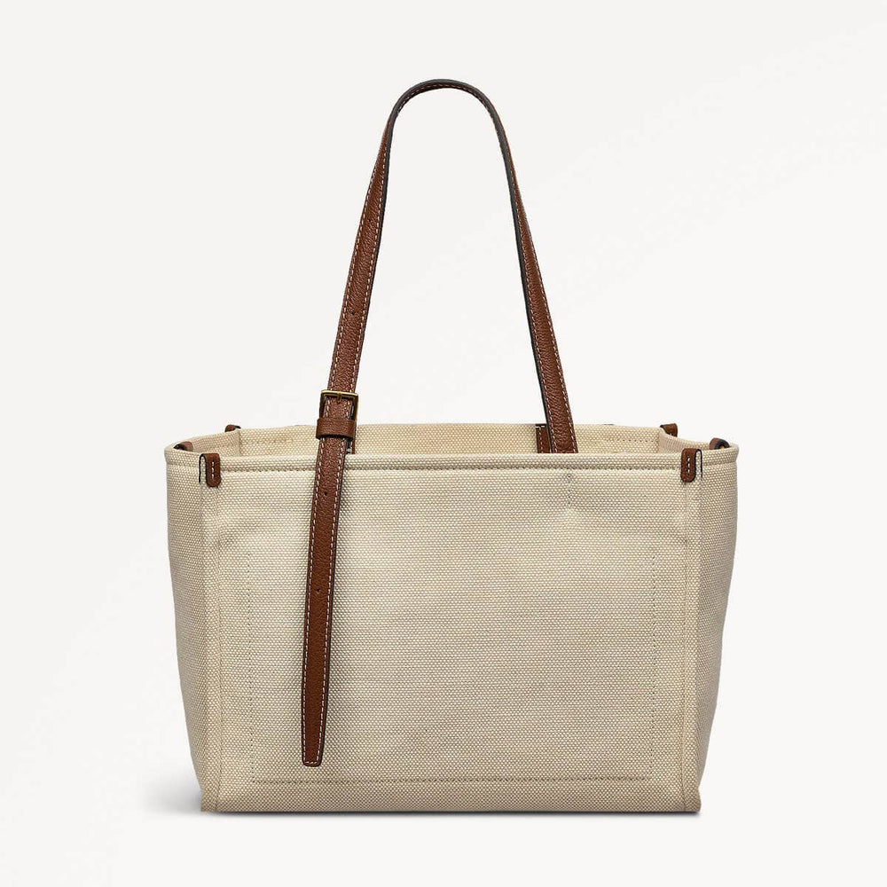 The Burlington Fabric Medium Ziptop Satchel Bag in Natural - 110691