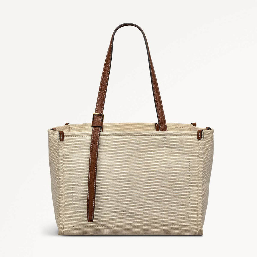 The Burlington Fabric Medium Ziptop Satchel Bag in Natural - 110691