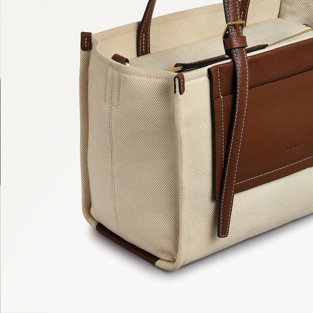 The Burlington Fabric Medium Ziptop Satchel Bag in Natural - 110691
