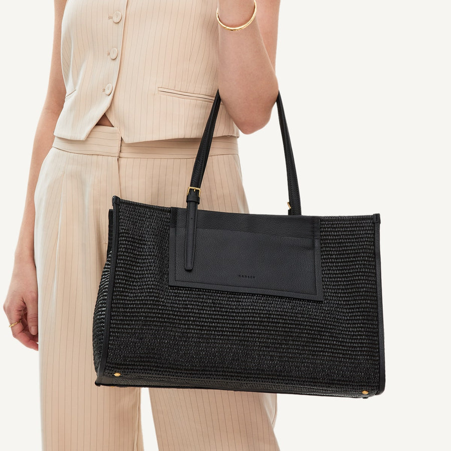 The Burlington Fabric Large Open Top Tote Bag in Black - 110693