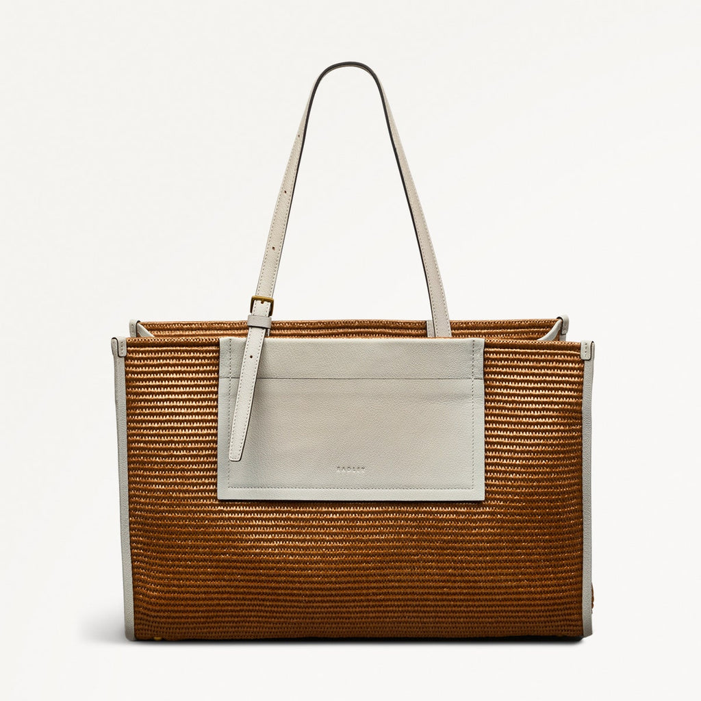 burlington mini backpacks Saddle Brown Open Top Tote Bag | The Burlington Raffia SS25