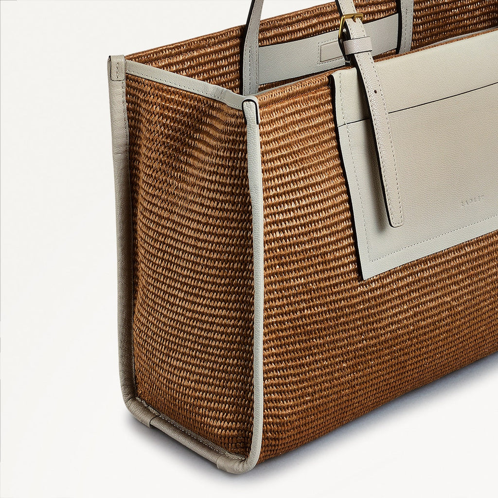 The Burlington Fabric Large Open Top Tote Bag in Saddle - 110694