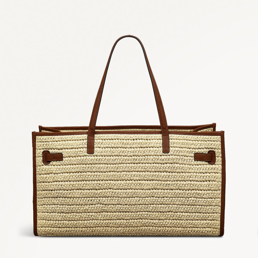 The Library Fabric Large Open Top Tote Bag in Natural - 110695
