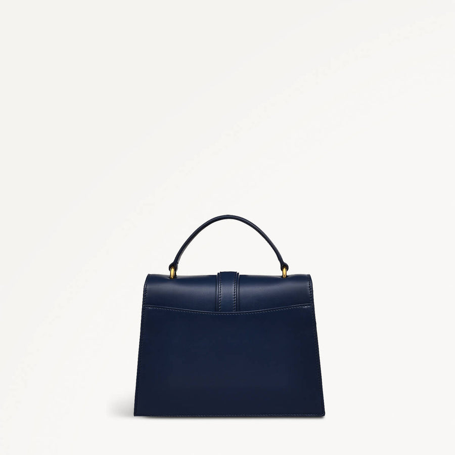 Kentucky Derby SS25 Leather Small Flapover Satchel Bag in Ink - 110699