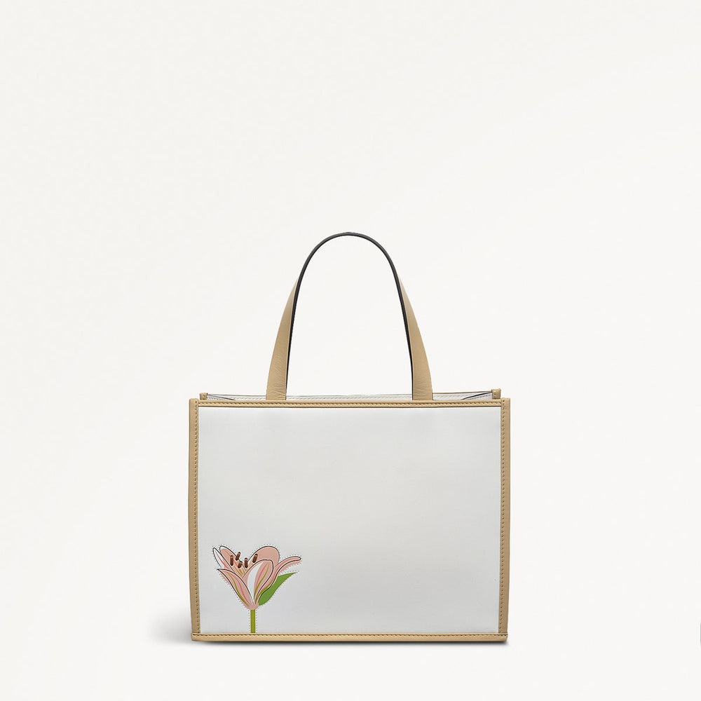 Kentucky Derby SS25 Leather Small Open Top Satchel Bag in Chalk - 110703