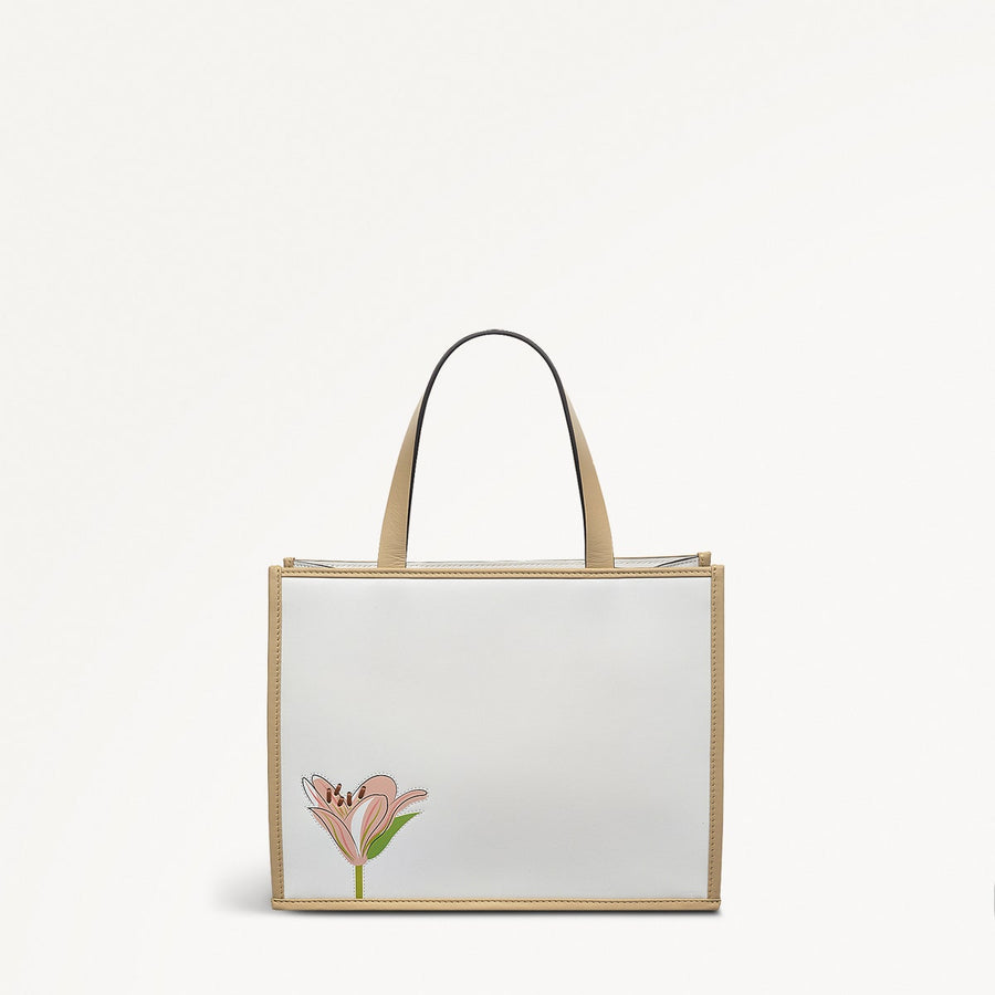 Kentucky Derby SS25 Leather Small Open Top Grab Bag in Chalk - 110703