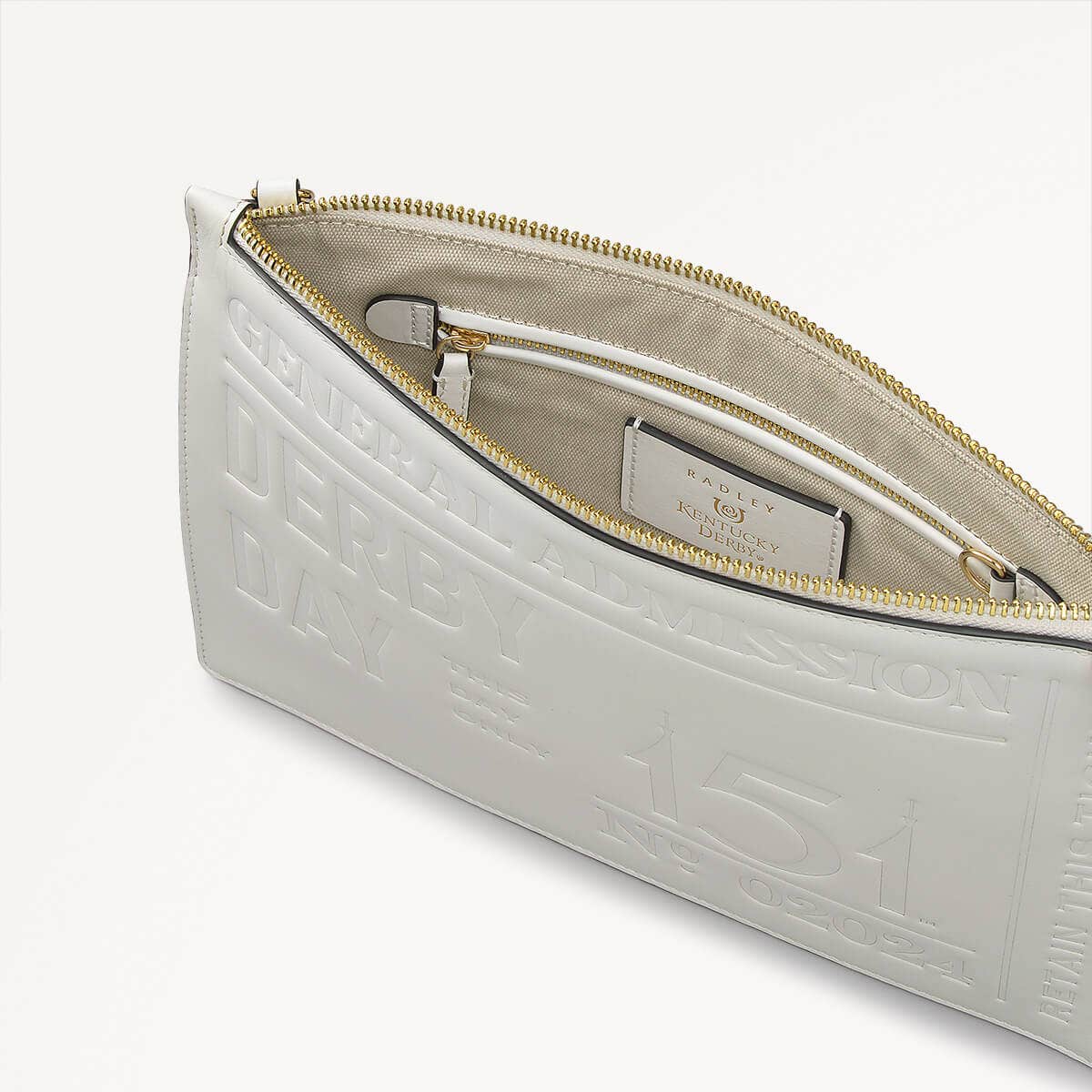 Kentucky Derby SS25 Leather Medium Ziptop Cross Body Bag in Chalk - 110704