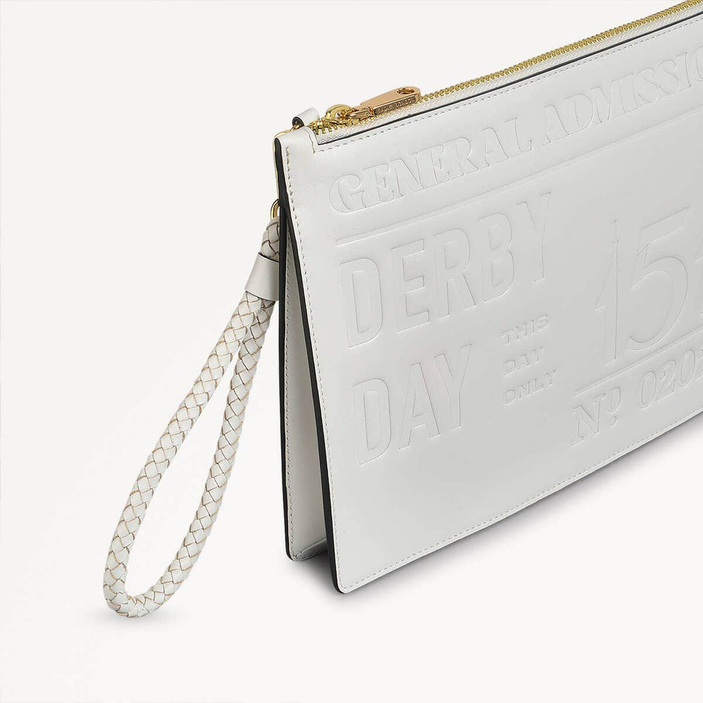 Kentucky Derby SS25 Leather Medium Ziptop Cross Body Bag in Chalk - 110704