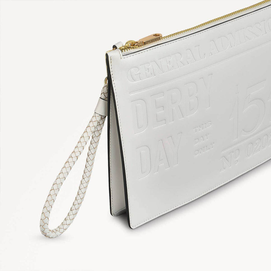 Kentucky Derby SS25 Leather Medium Ziptop Cross Body Bag in Chalk - 110704