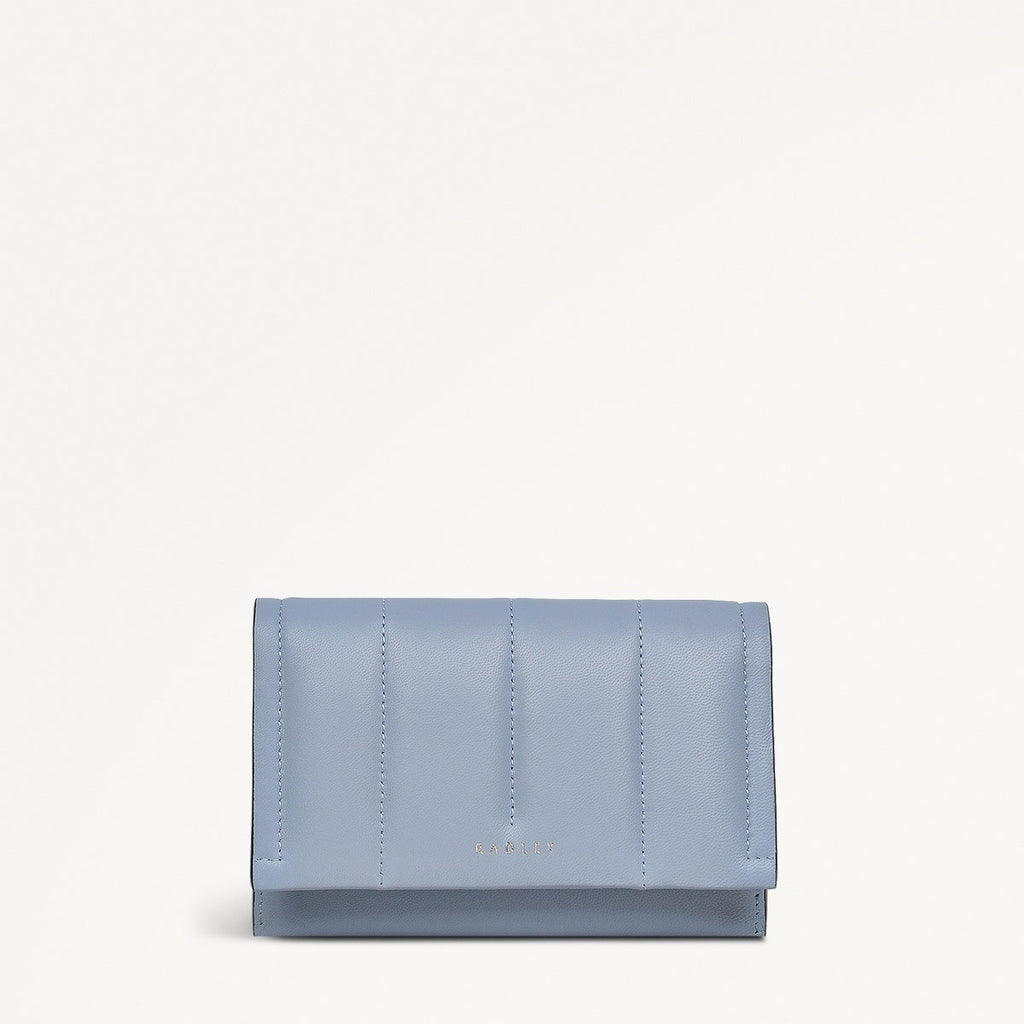 Oak Street Leather Medium Flapover Wallet in Smoke Blue - 110706