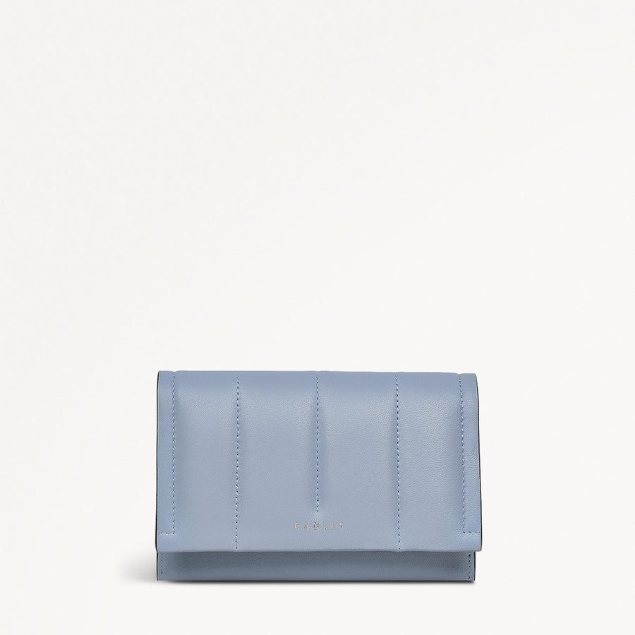 Oak Street Leather Medium Flapover Wallet in Smoke Blue - 110706