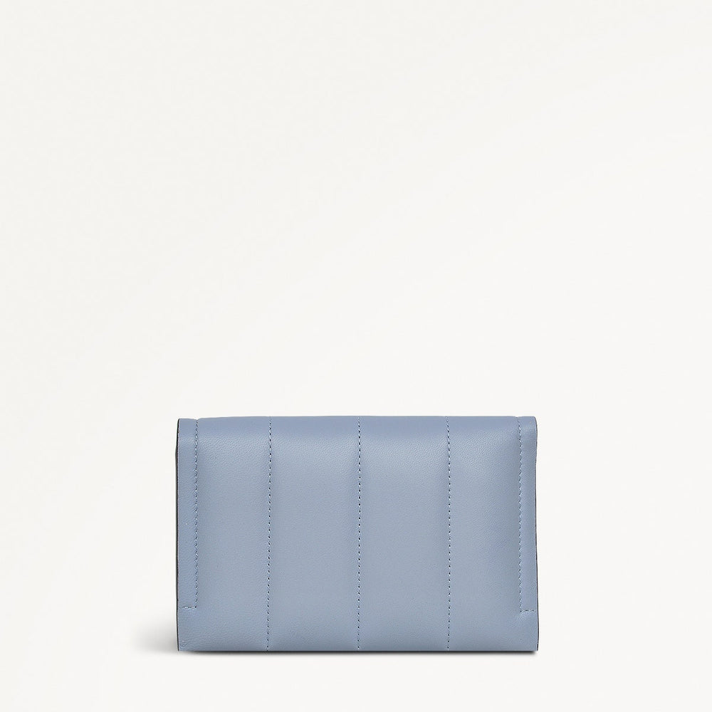 Oak Street Leather Medium Flapover Wallet in Smoke Blue - 110706