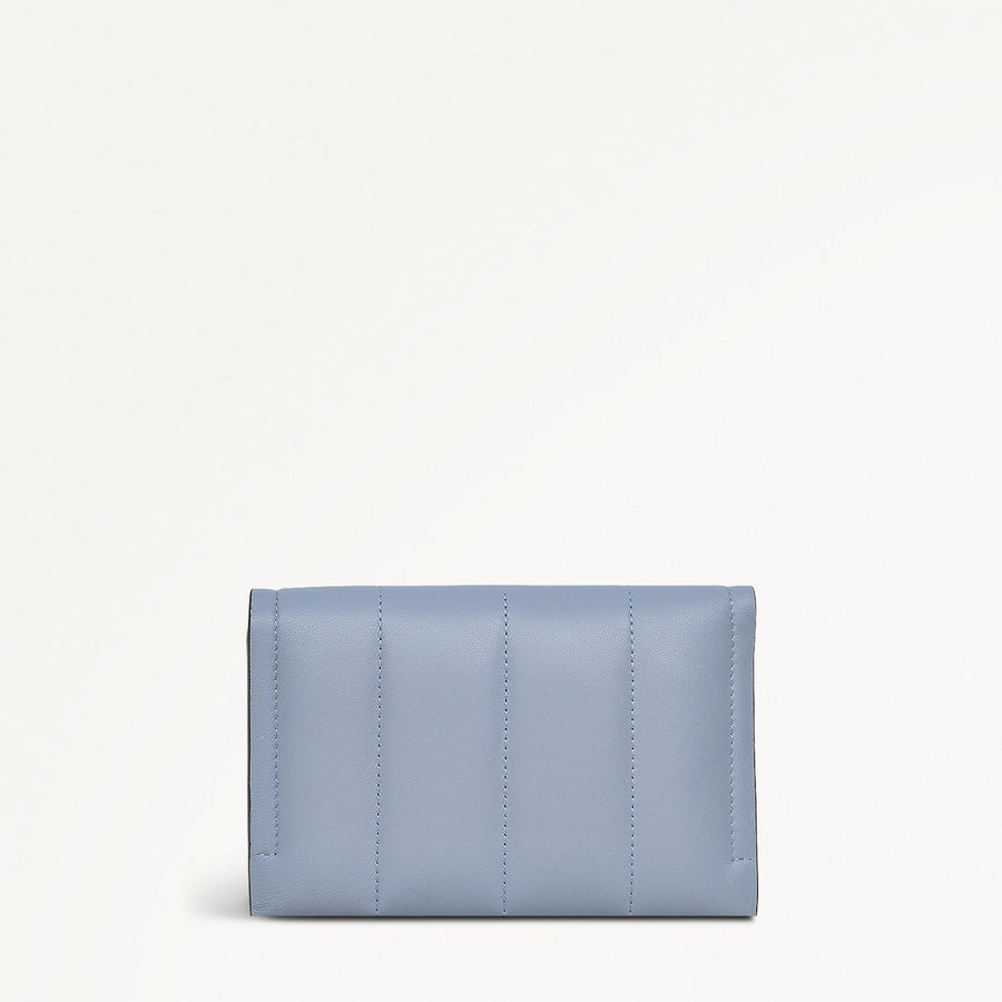 Oak Street Leather Medium Flapover Wallet in Smoke Blue - 110706