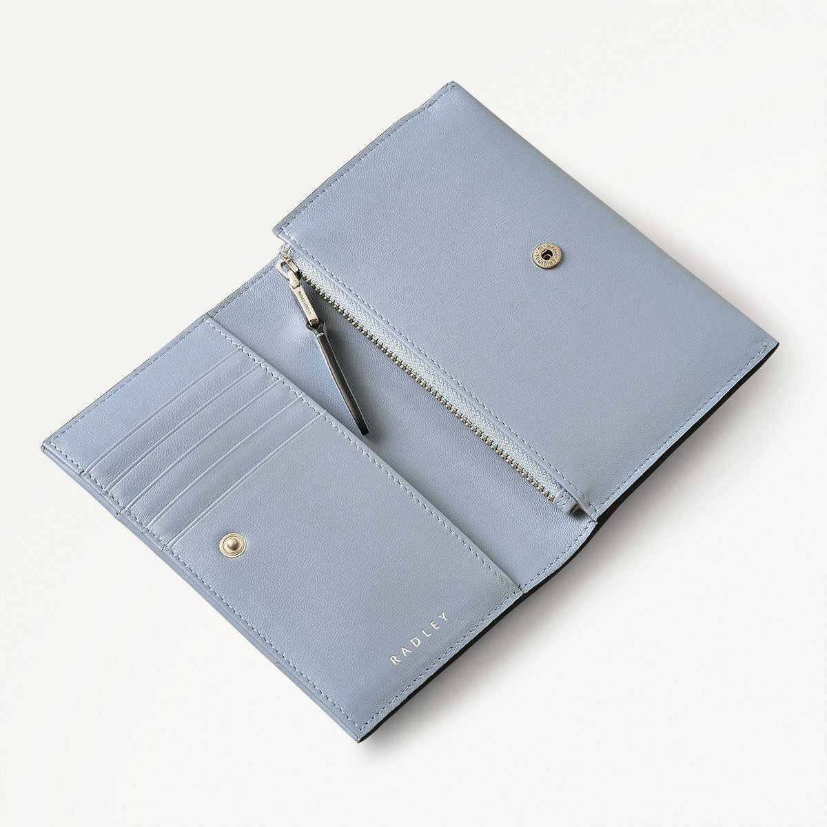 Oak Street Leather Medium Flapover Wallet in Smoke Blue - 110706