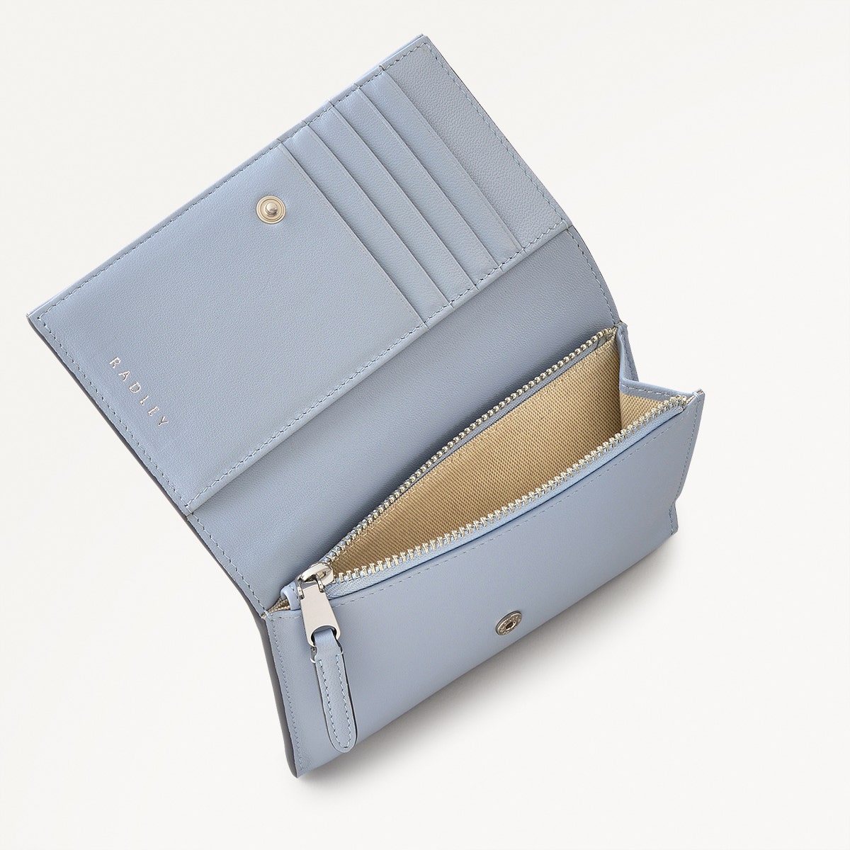 Oak Street Leather Medium Flapover Wallet in Smoke Blue - 110706