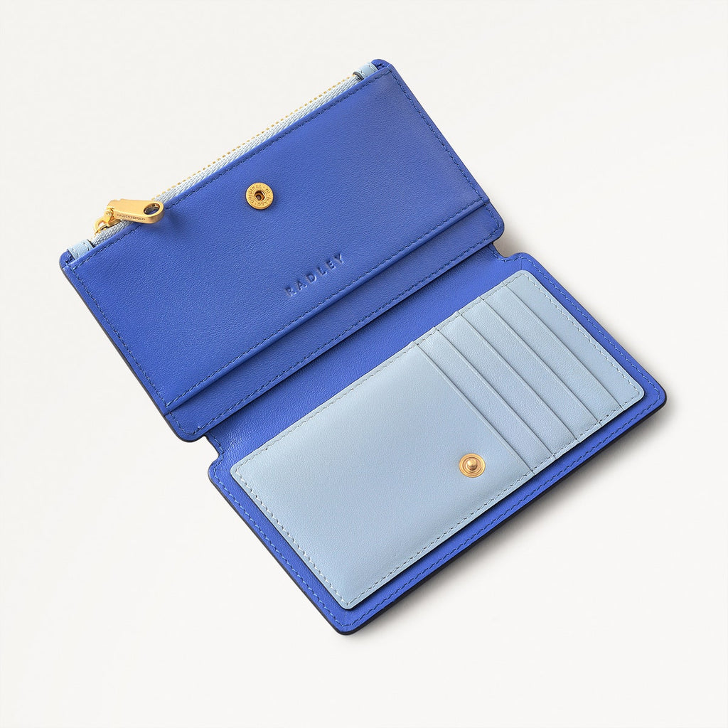 Coin Street Leather Medium Ziptop Wallet in Yves Blue - 110711