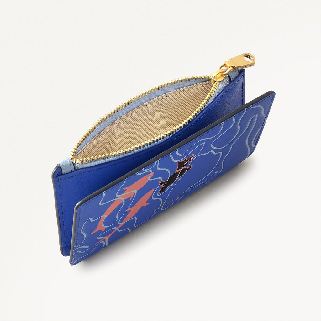 Coin Street Leather Medium Ziptop Wallet in Yves Blue - 110711