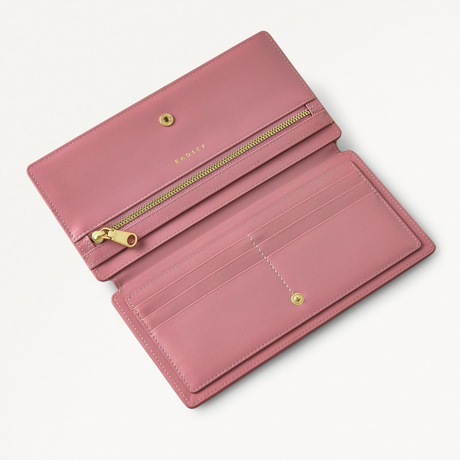 Lucky Charm Leather Large Bifold Wallet in Sienna Pink - 110715