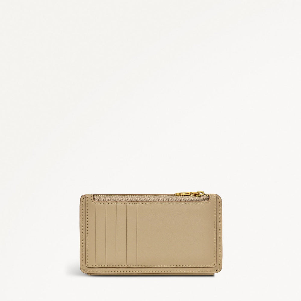 Lucky Charm Leather Medium Ziptop Wallet in Stone - 110716