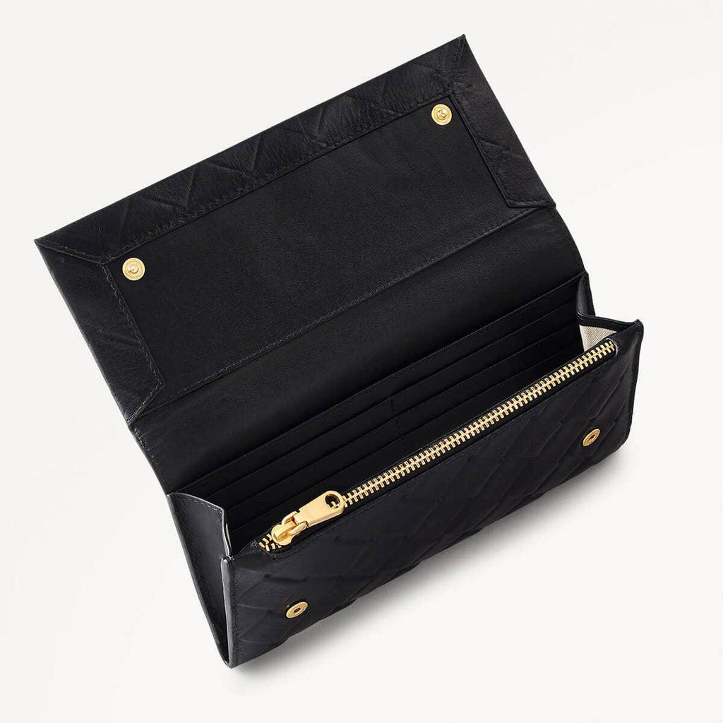 Weaver Lane Leather Large Flapover Wallet in Black - 110718