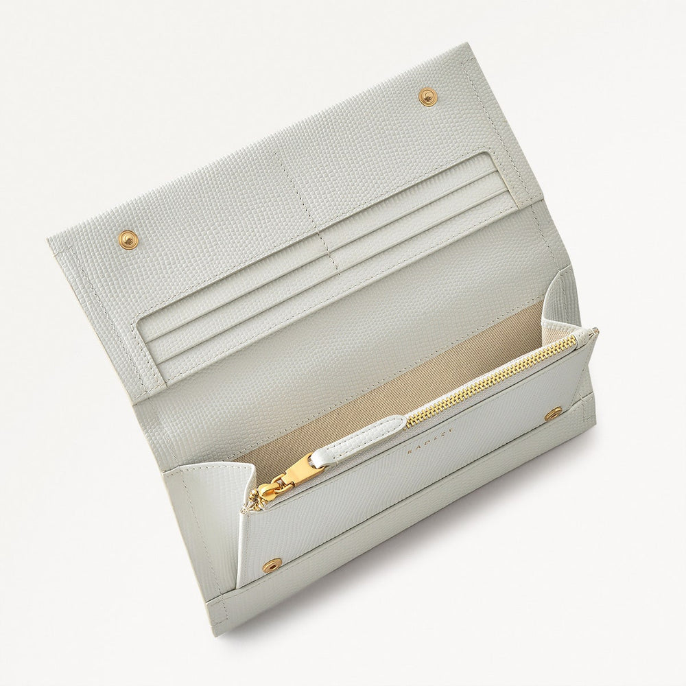Oak Street Leather Large Flapover Wallet in Mist - 110719