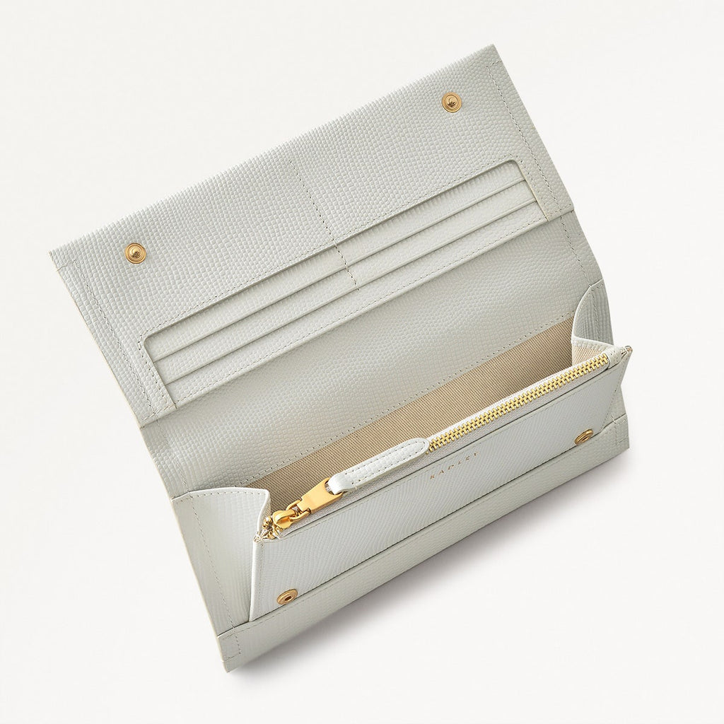 Oak Street Leather Large Flapover Wallet in Mist - 110719