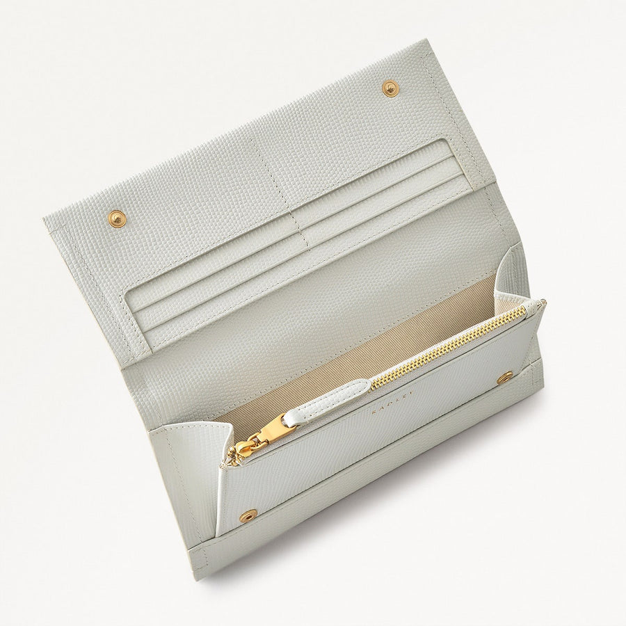 Oak Street Leather Large Flapover Wallet in Mist - 110719