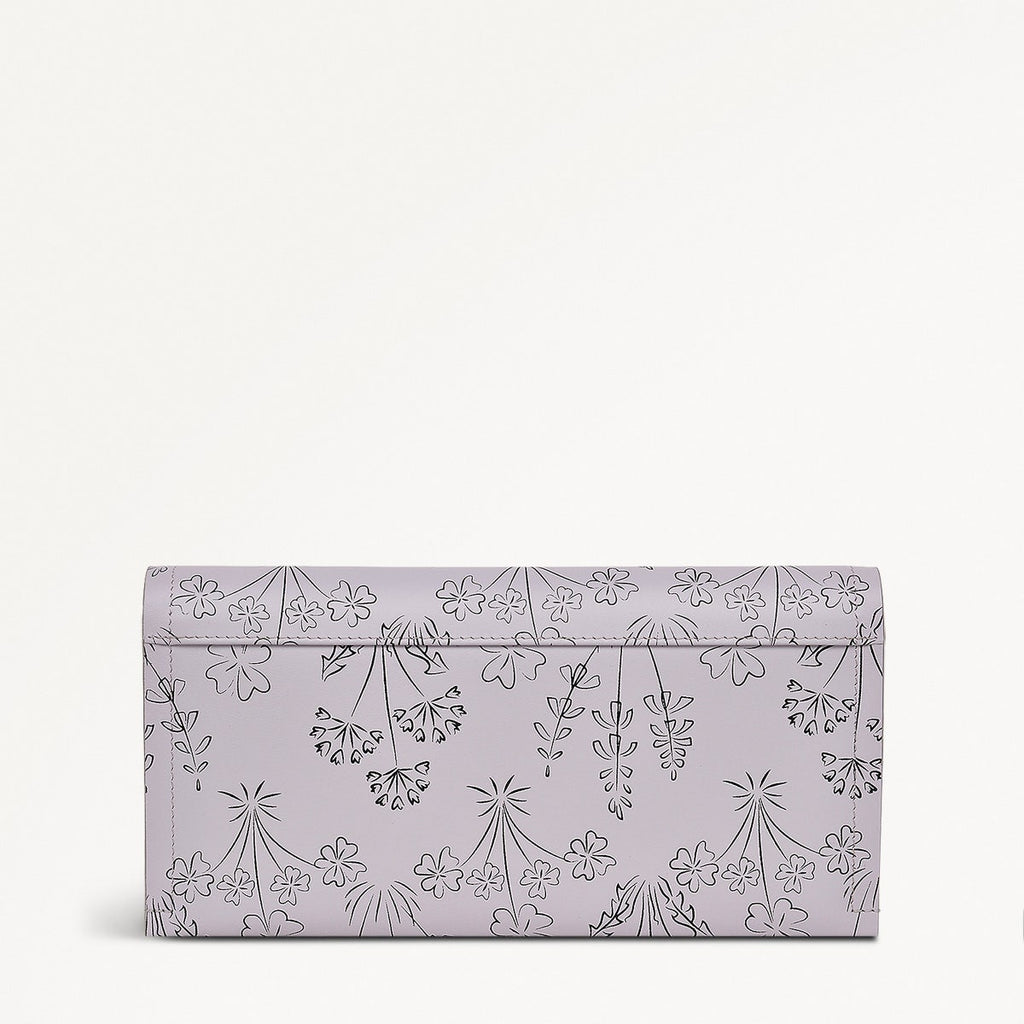 Wild Flowers Leather Large Flapover Wallet in Thistle - 110721