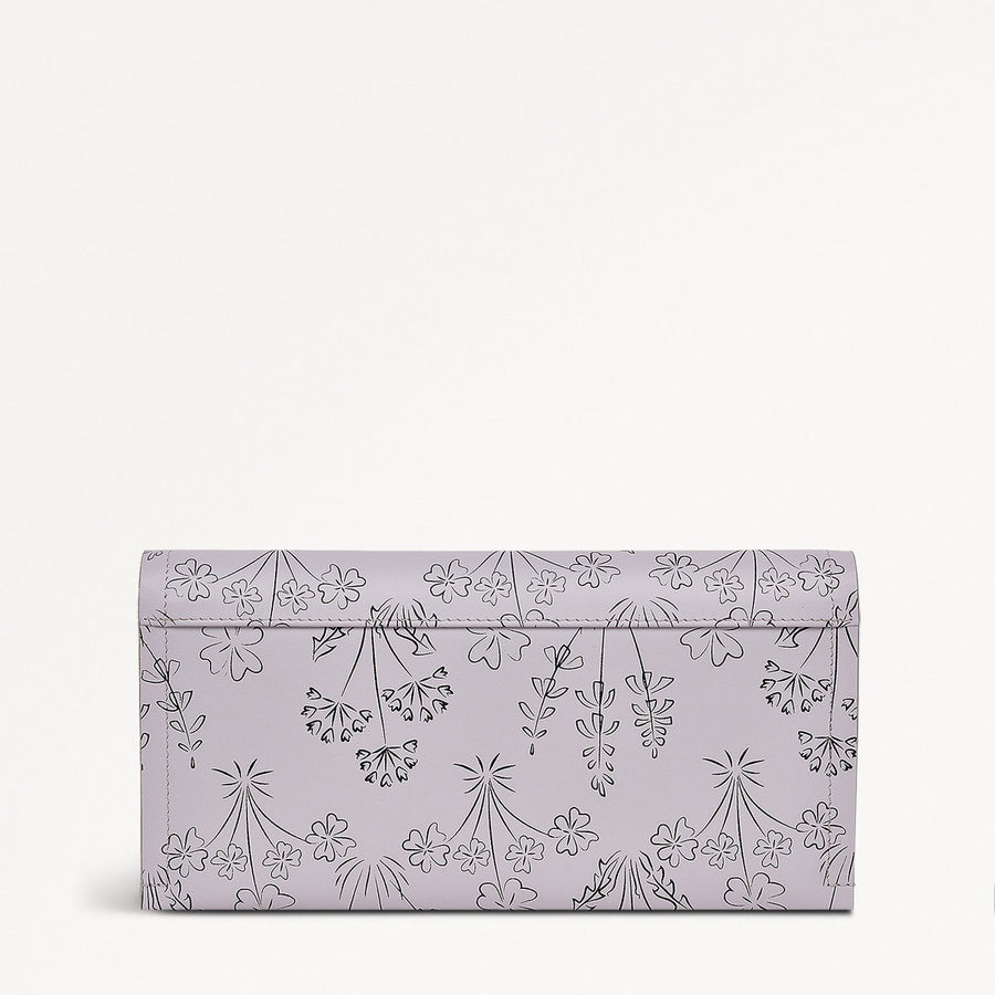 Wild Flowers Leather Large Flapover Wallet in Thistle - 110721