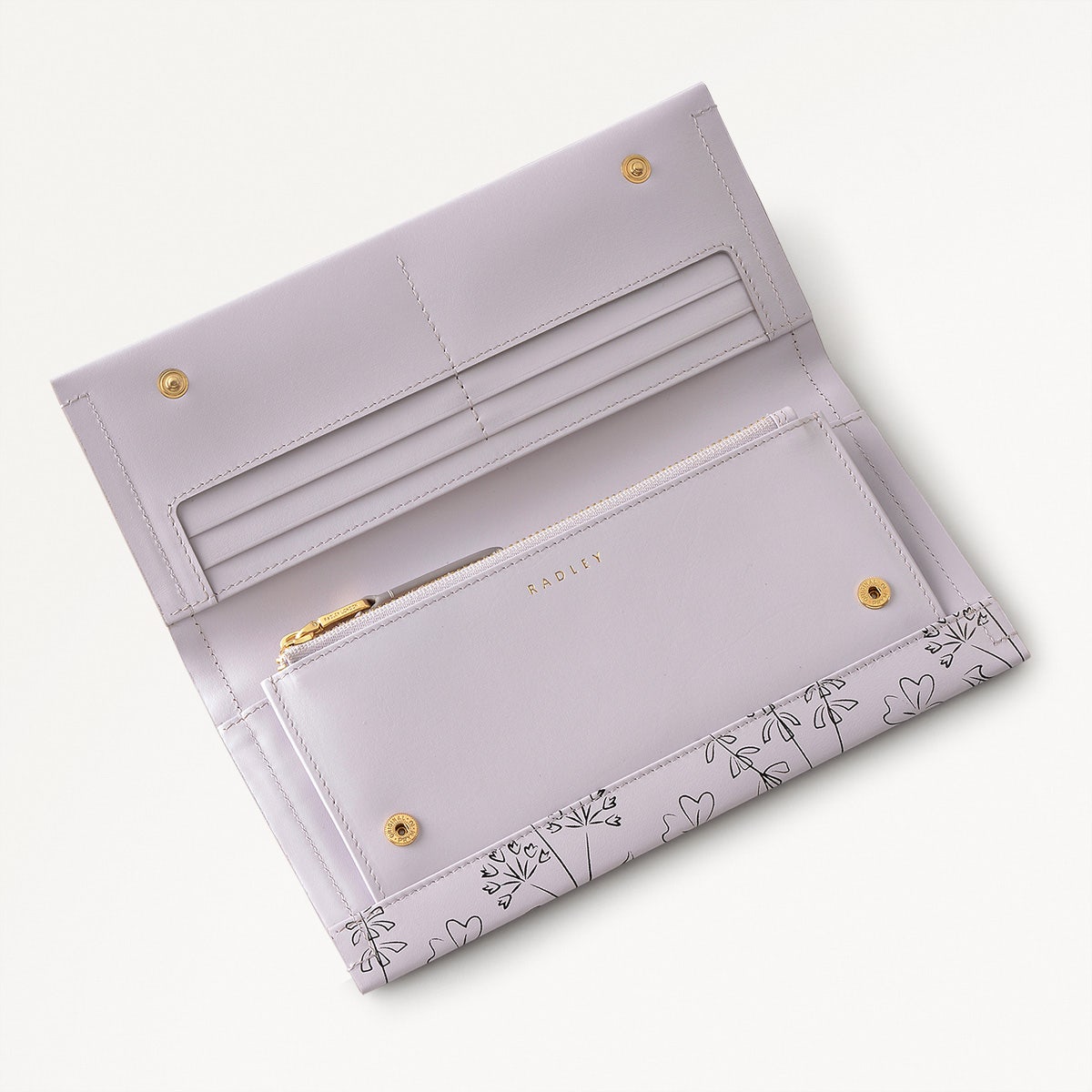 Wild Flowers Leather Large Flapover Wallet in Thistle - 110721