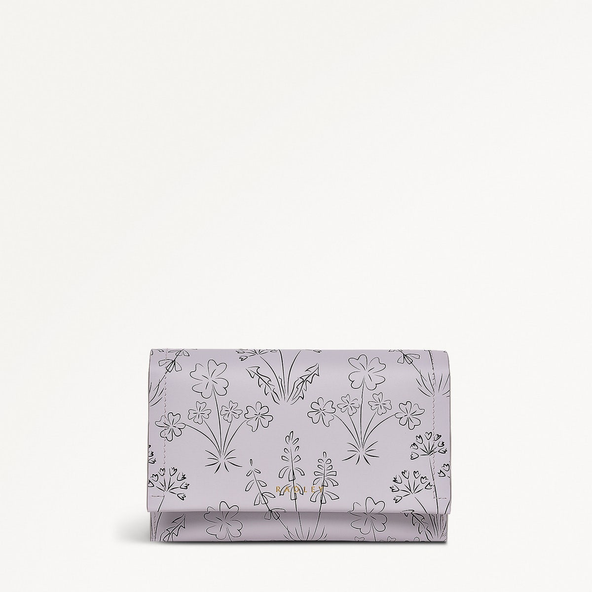 Wild Flowers Leather Medium Flapover Wallet in Thistle - 110722