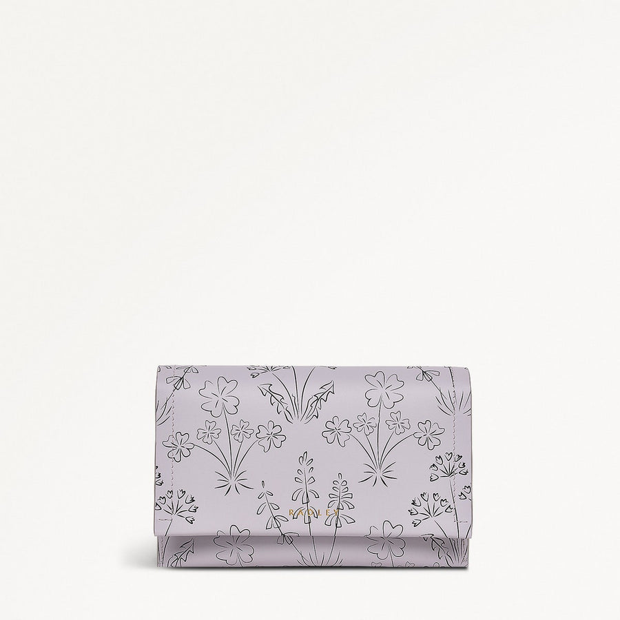 Wild Flowers Leather Medium Flapover Wallet in Thistle - 110722