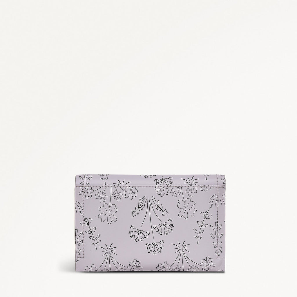 Wild Flowers Leather Medium Flapover Wallet in Thistle - 110722