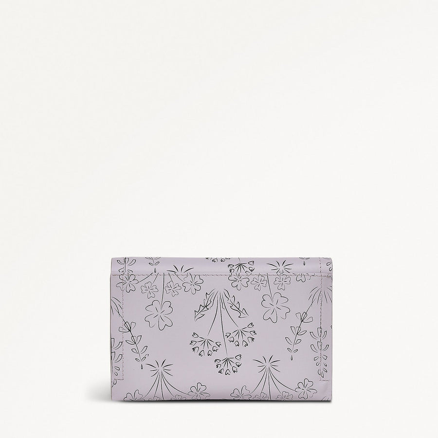 Wild Flowers Leather Medium Flapover Wallet in Thistle - 110722