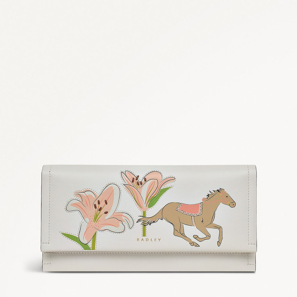 Kentucky Derby SS25 Leather Large Flapover Wallet in Chalk - 110725