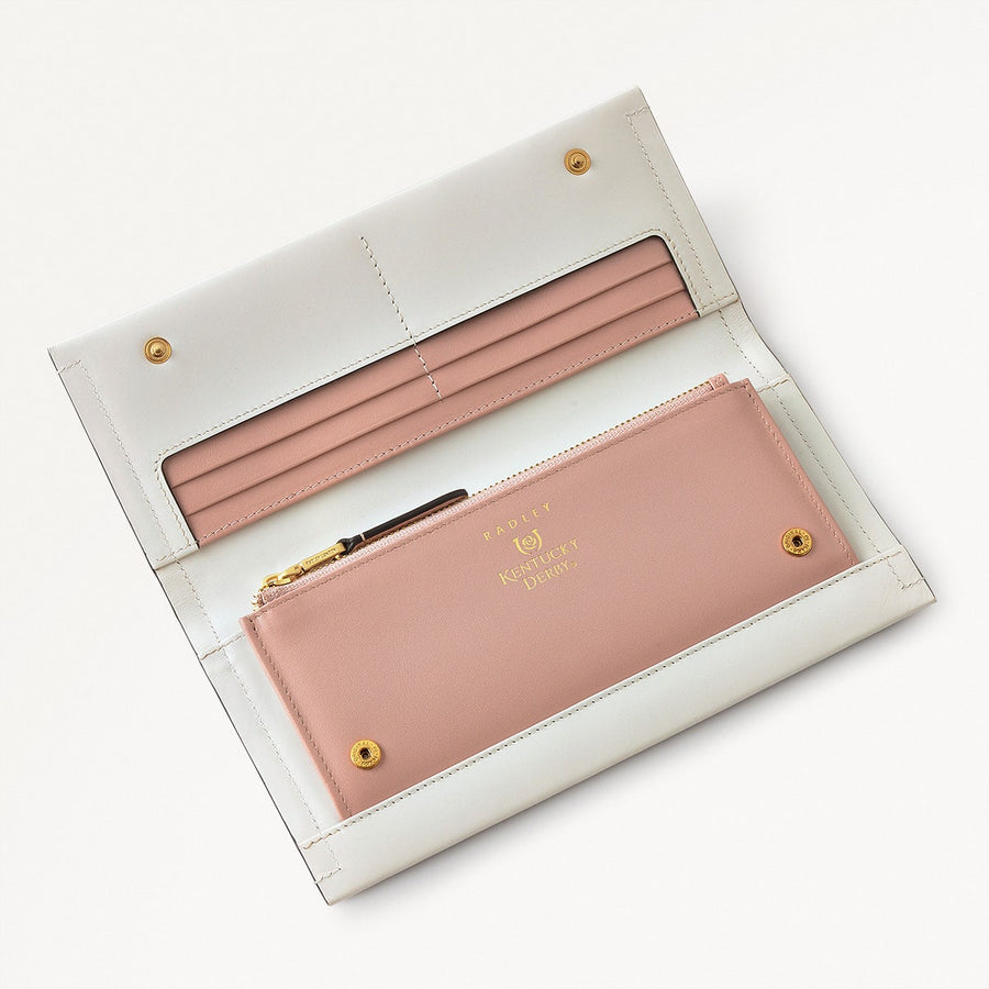 Kentucky Derby SS25 Leather Large Flapover Wallet in Chalk - 110725