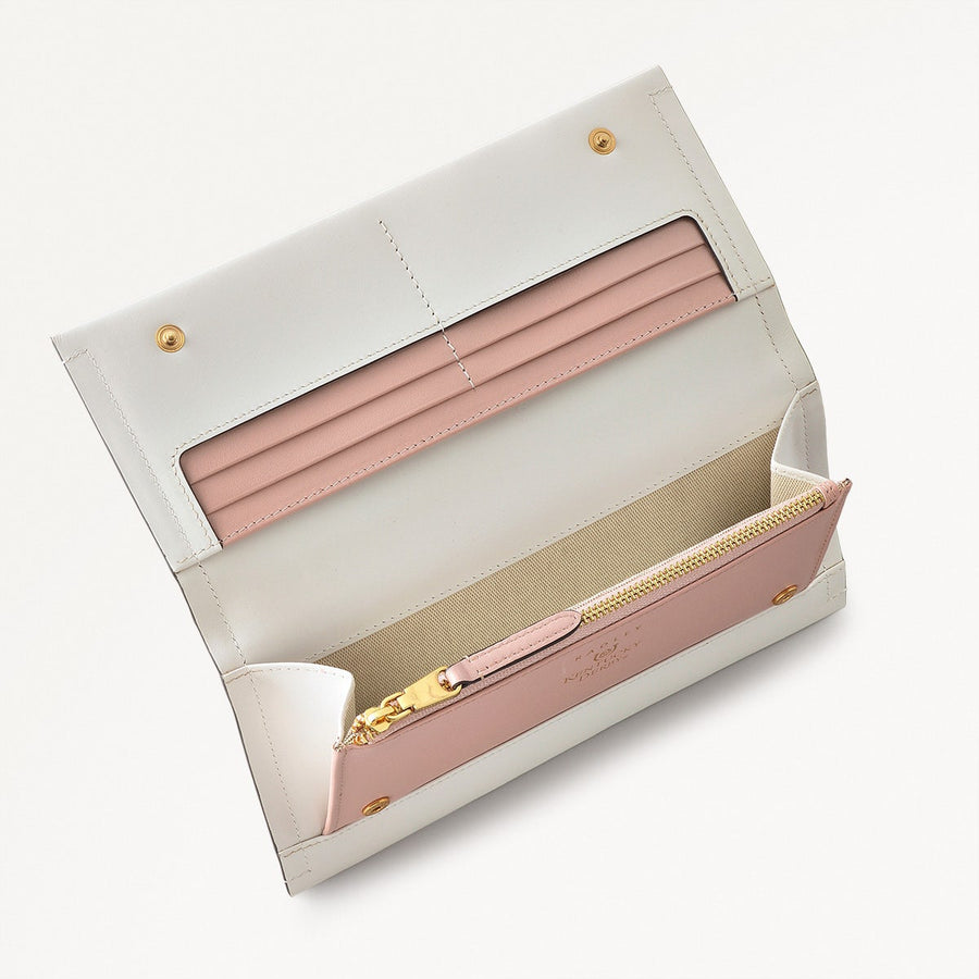 Kentucky Derby SS25 Leather Large Flapover Wallet in Chalk - 110725