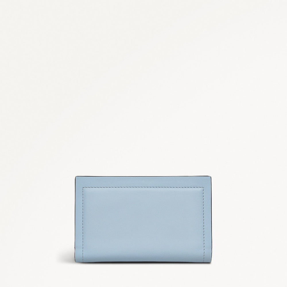 Heritage Border Leather Medium Bifold Wallet in Smoke Blue - 110748