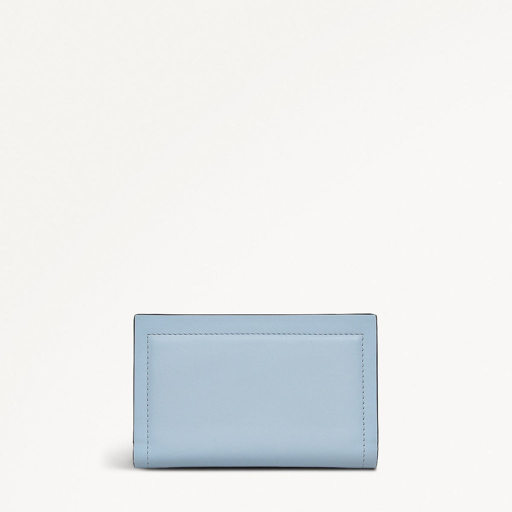 Heritage Border Leather Medium Bifold Wallet in Smoke Blue - 110748