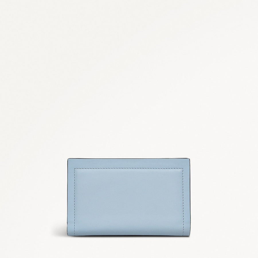Heritage Border Leather Medium Bifold Wallet in Smoke Blue - 110748