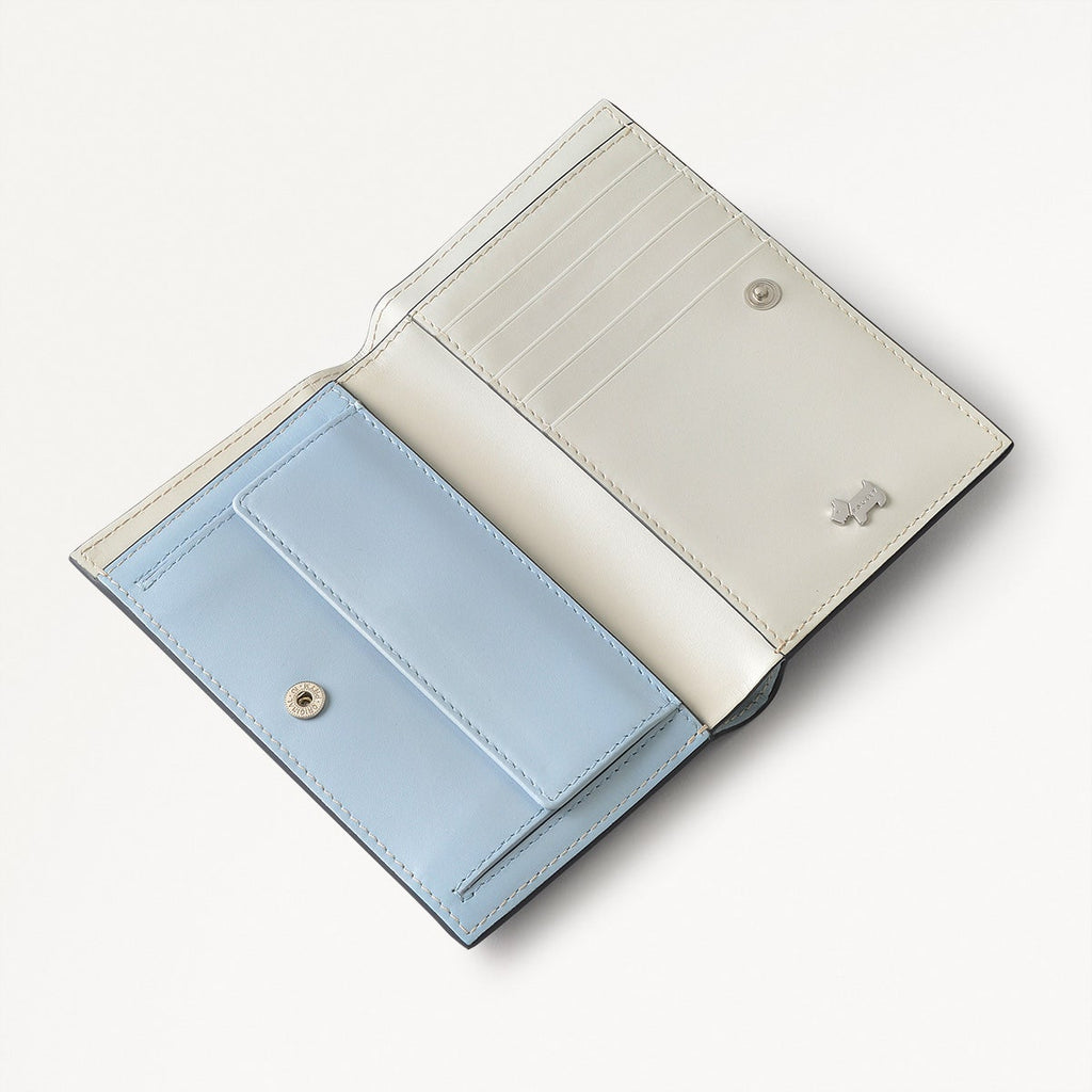 Heritage Border Leather Medium Bifold Wallet in Smoke Blue - 110748