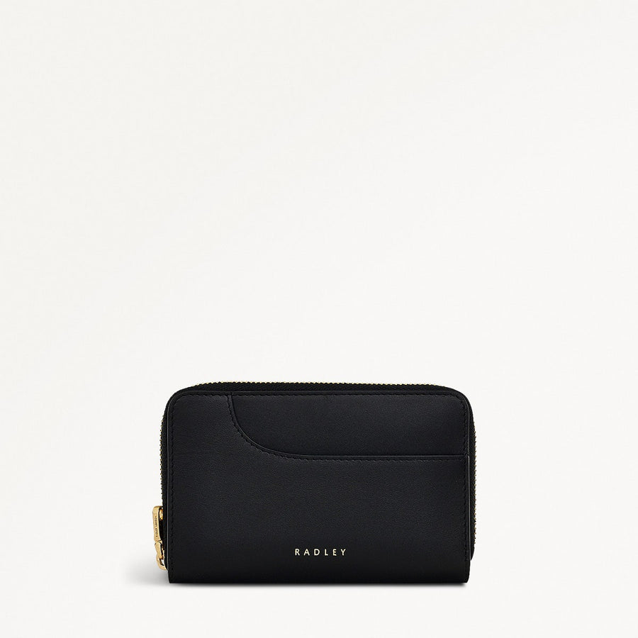 Pockets Leather Medium Zip Around Wallet in Black - 110750