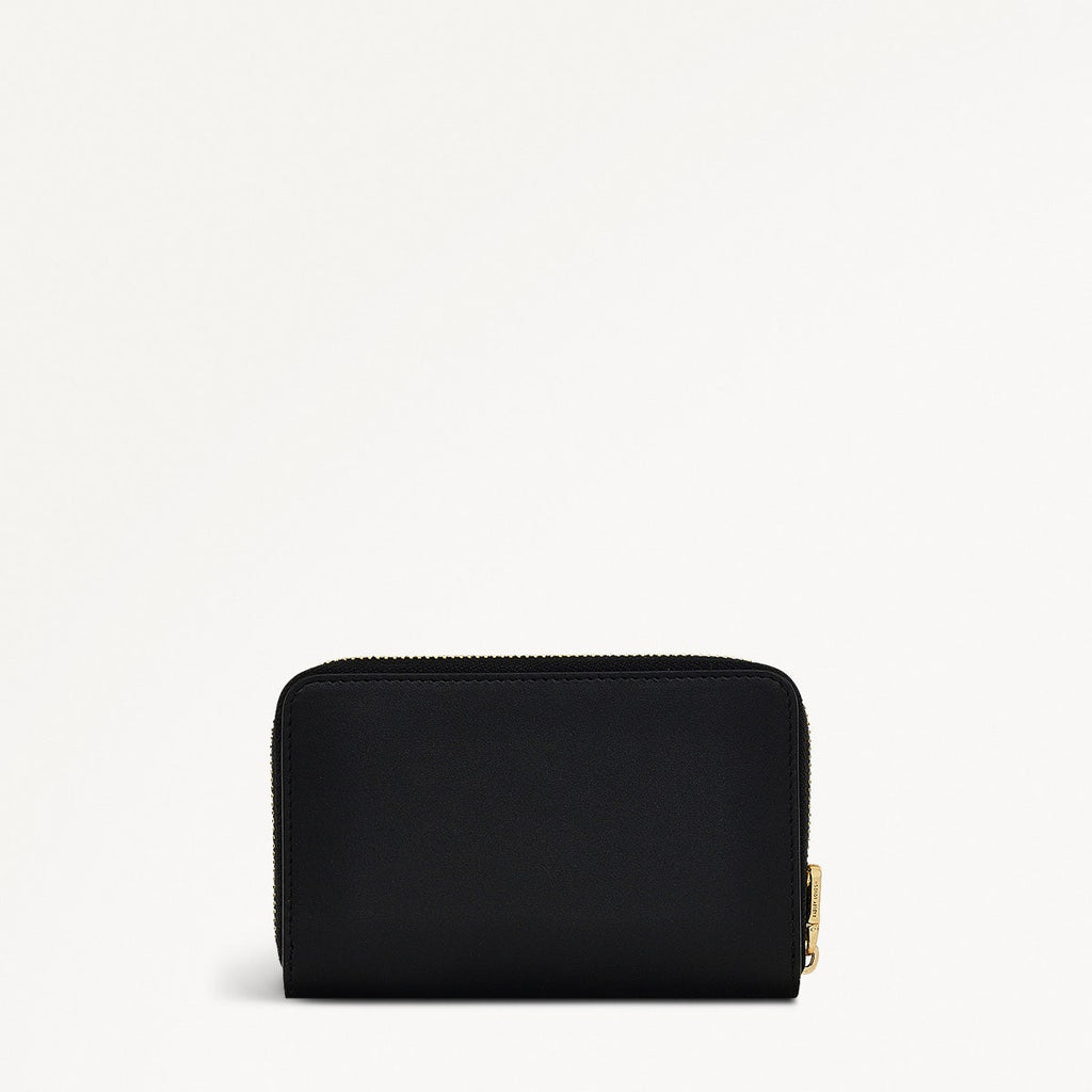 Pockets Leather Medium Zip Around Wallet in Black - 110750