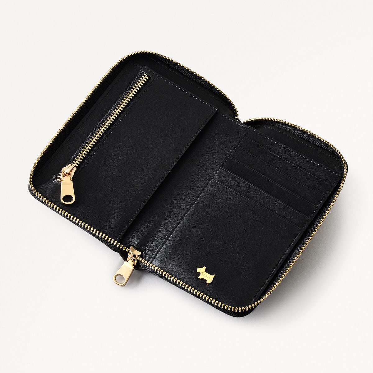 Pockets Leather Medium Zip Around Wallet in Black - 110750