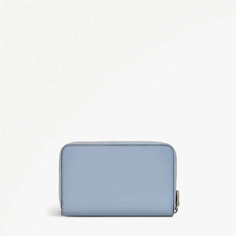Pockets Leather Medium Zip Around Wallet in Smoke Blue - 110755
