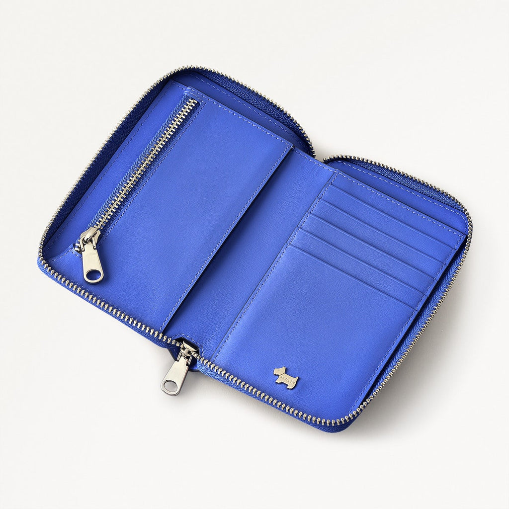 Pockets Leather Medium Zip Around Wallet in Yves Blue - 110756