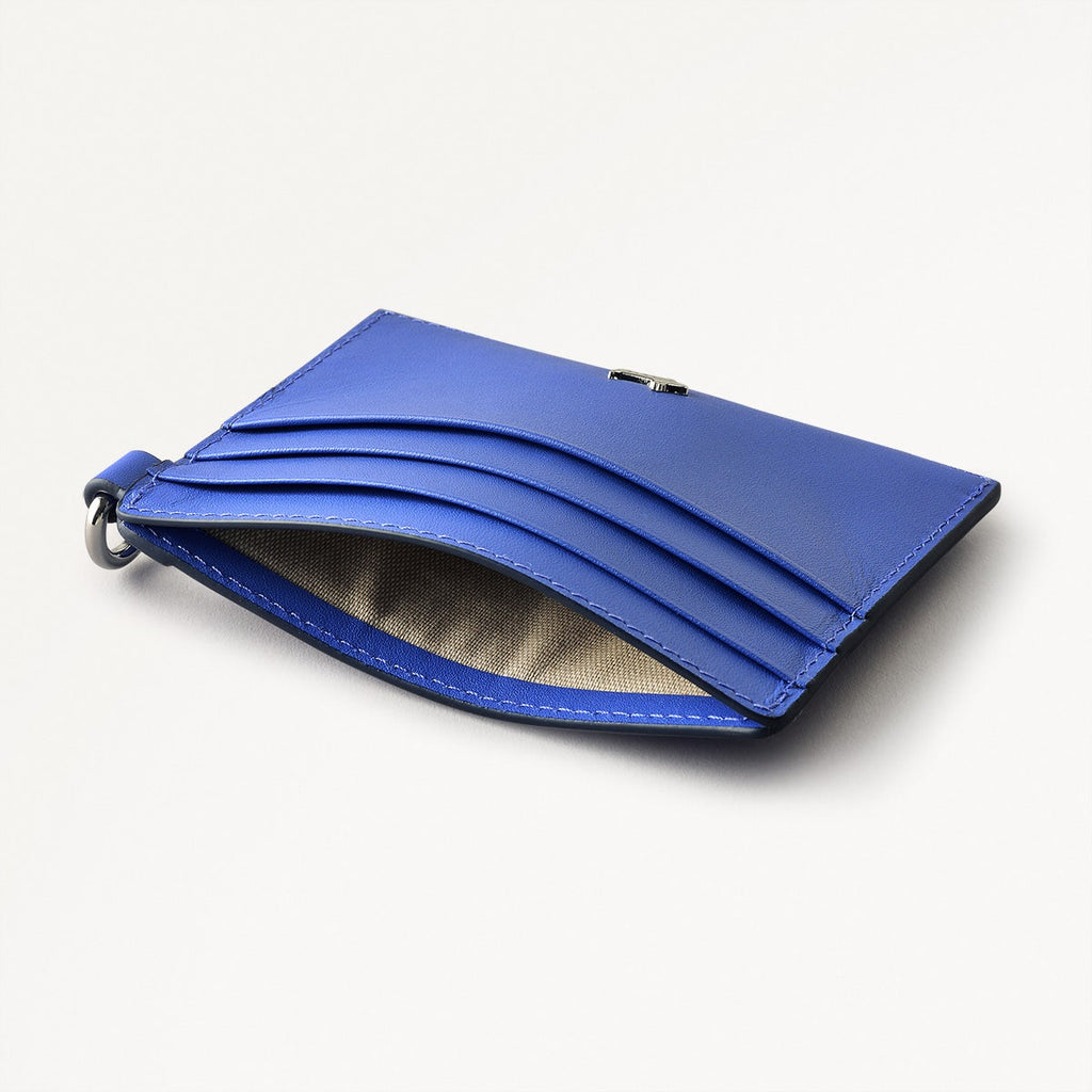 Pockets Leather Small Card Holder in Yves Blue - 110758