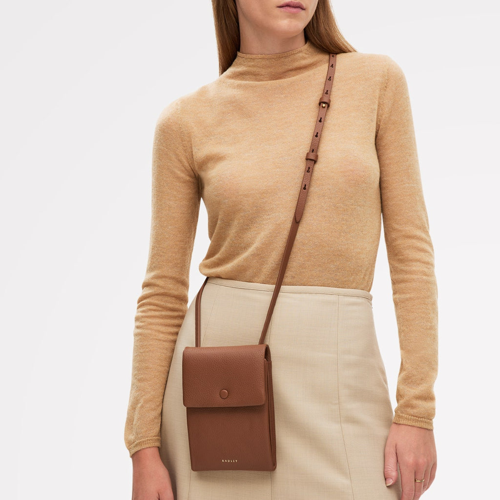Mallow Street Leather Medium Phone Cross Body in Saddle - 110771