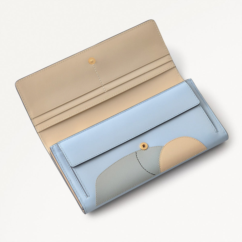 Lighthouse Leather Large Flapover Wallet in Smoke Blue - 110776