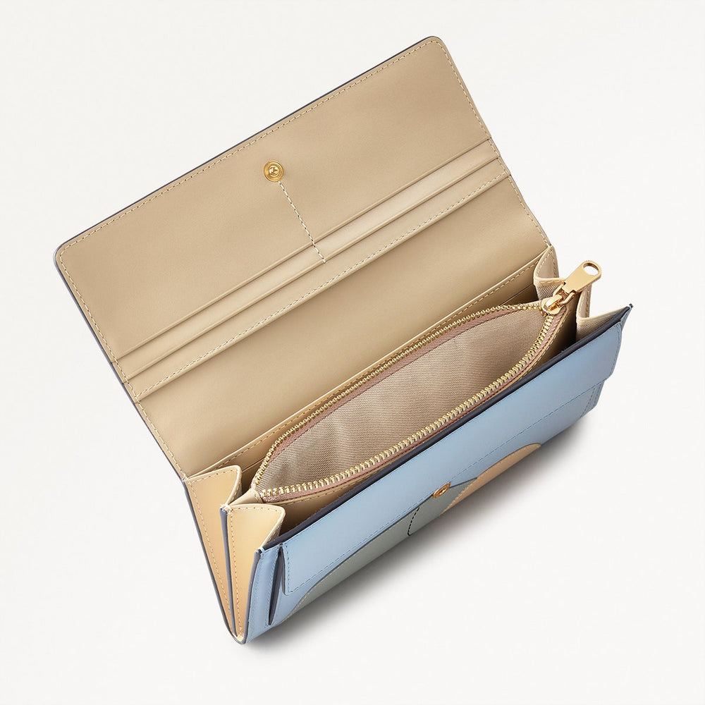 Lighthouse Leather Large Flapover Wallet in Smoke Blue - 110776